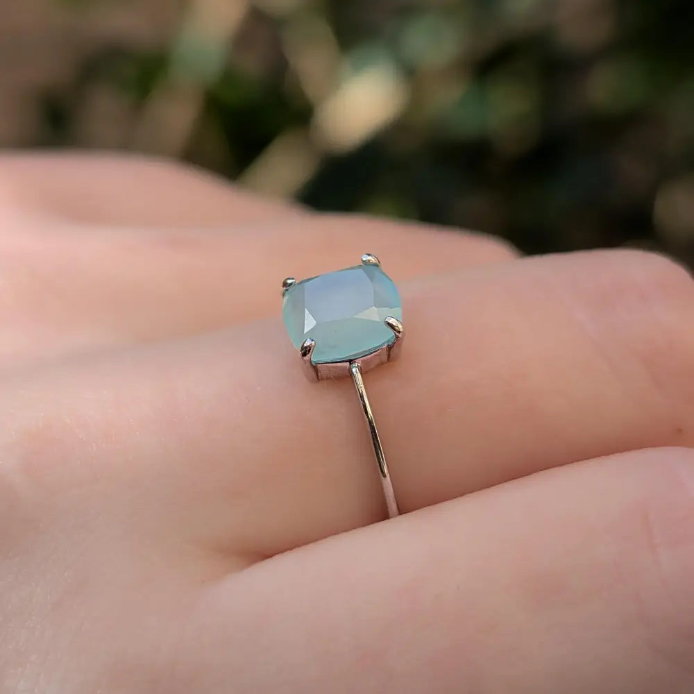 The Asher - Natural Aqua Chalcedony Rings Handmade Handcrafted