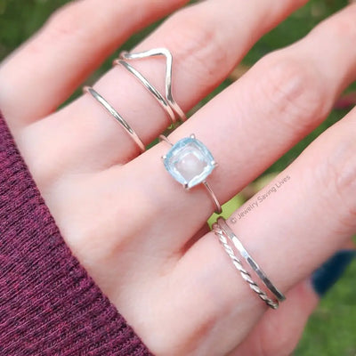 The Asher - Natural Aquamarine Rings Handmade Handcrafted