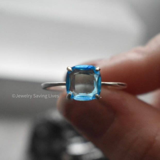 The Asher - Natural Blue Topaz Rings Handmade JSL Made in USA