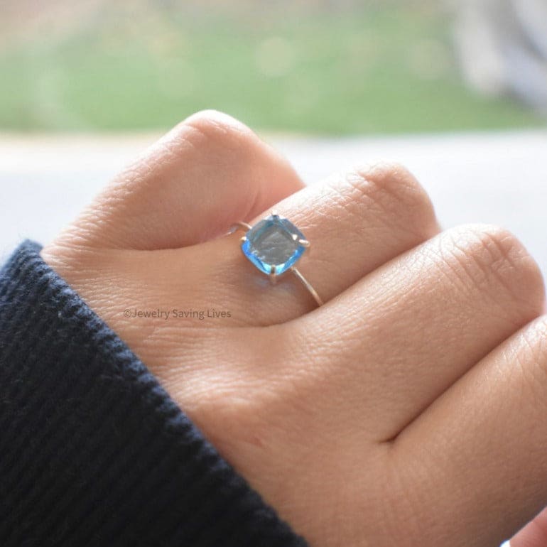 The Asher - Natural Blue Topaz Rings Handmade JSL Made in USA