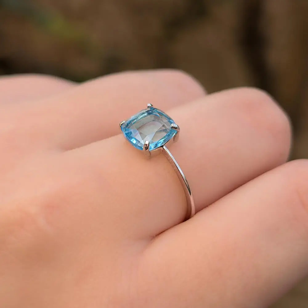 The Asher - Natural Blue Topaz Rings Handmade Handcrafted