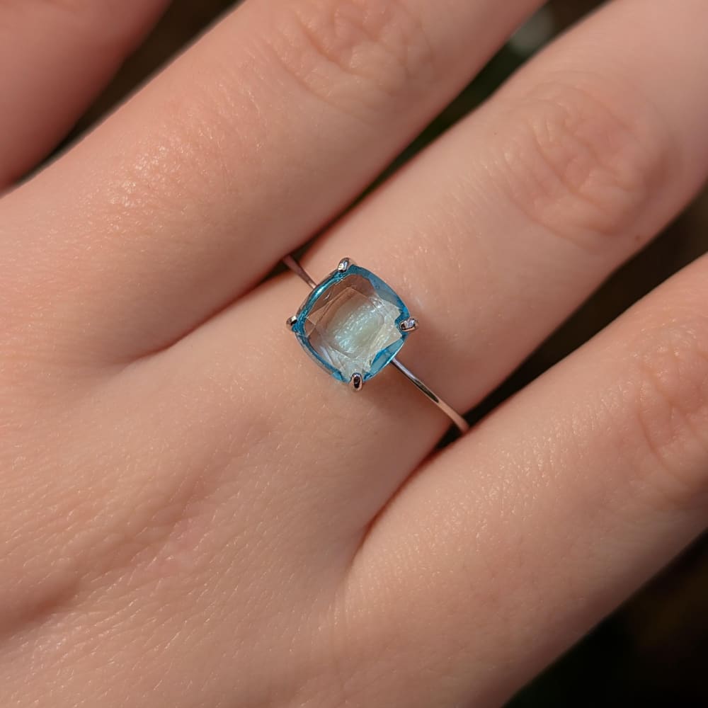 The Asher - Natural Blue Topaz Rings Handmade Handcrafted