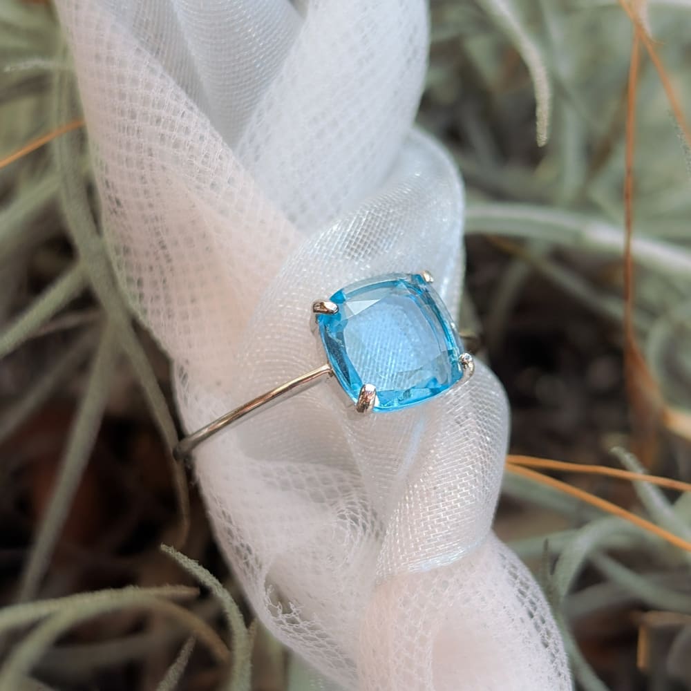 The Asher - Natural Blue Topaz Rings Handmade Handcrafted