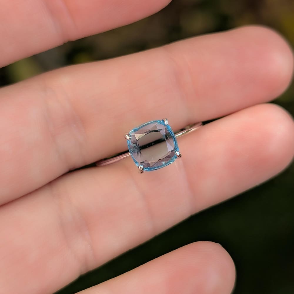 The Asher - Natural Blue Topaz Rings Handmade Handcrafted