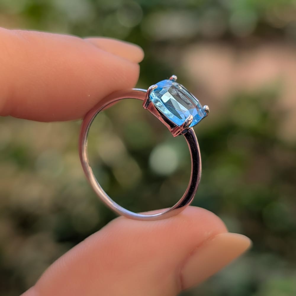 The Asher - Natural Blue Topaz Rings Handmade Handcrafted