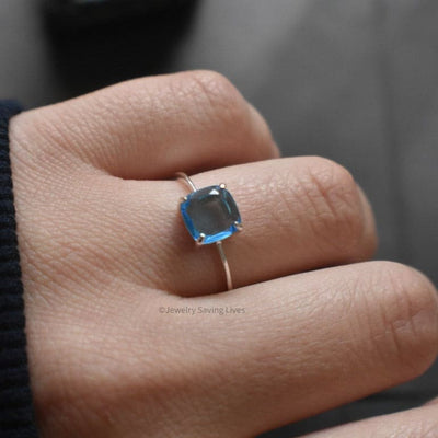 The Asher - Natural Blue Topaz Rings Handmade JSL Made in USA