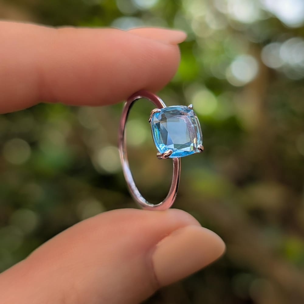 The Asher - Natural Blue Topaz Rings Handmade Handcrafted