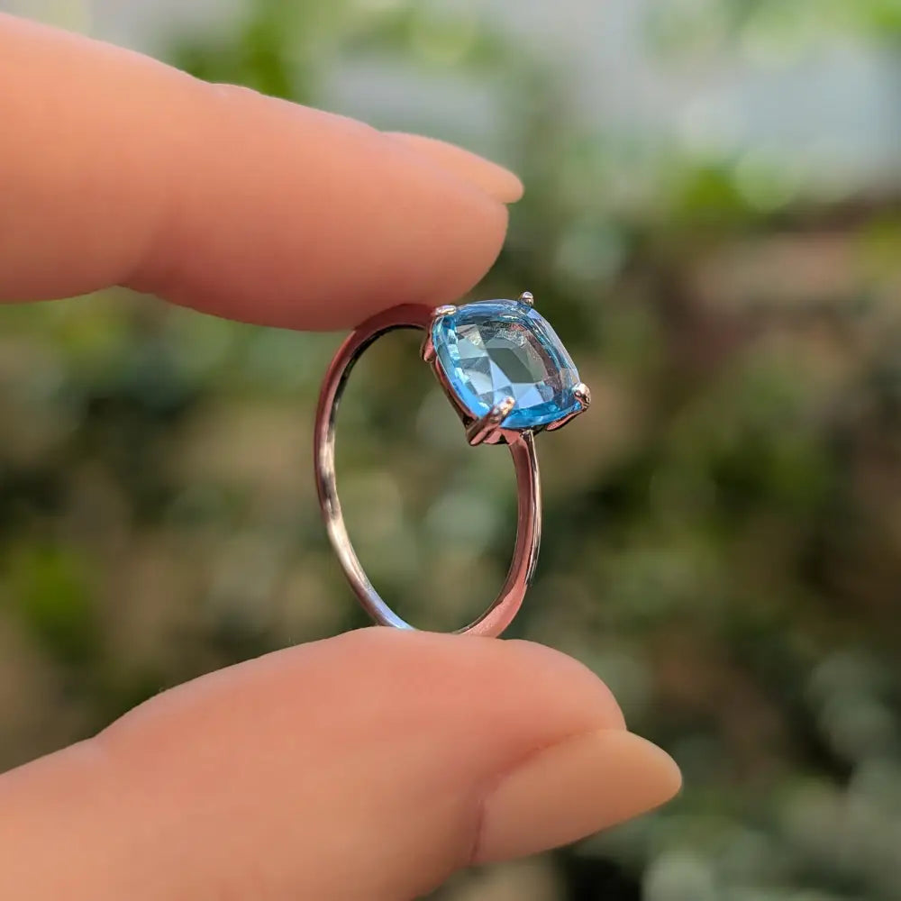 The Asher - Natural Blue Topaz Rings Handmade Handcrafted