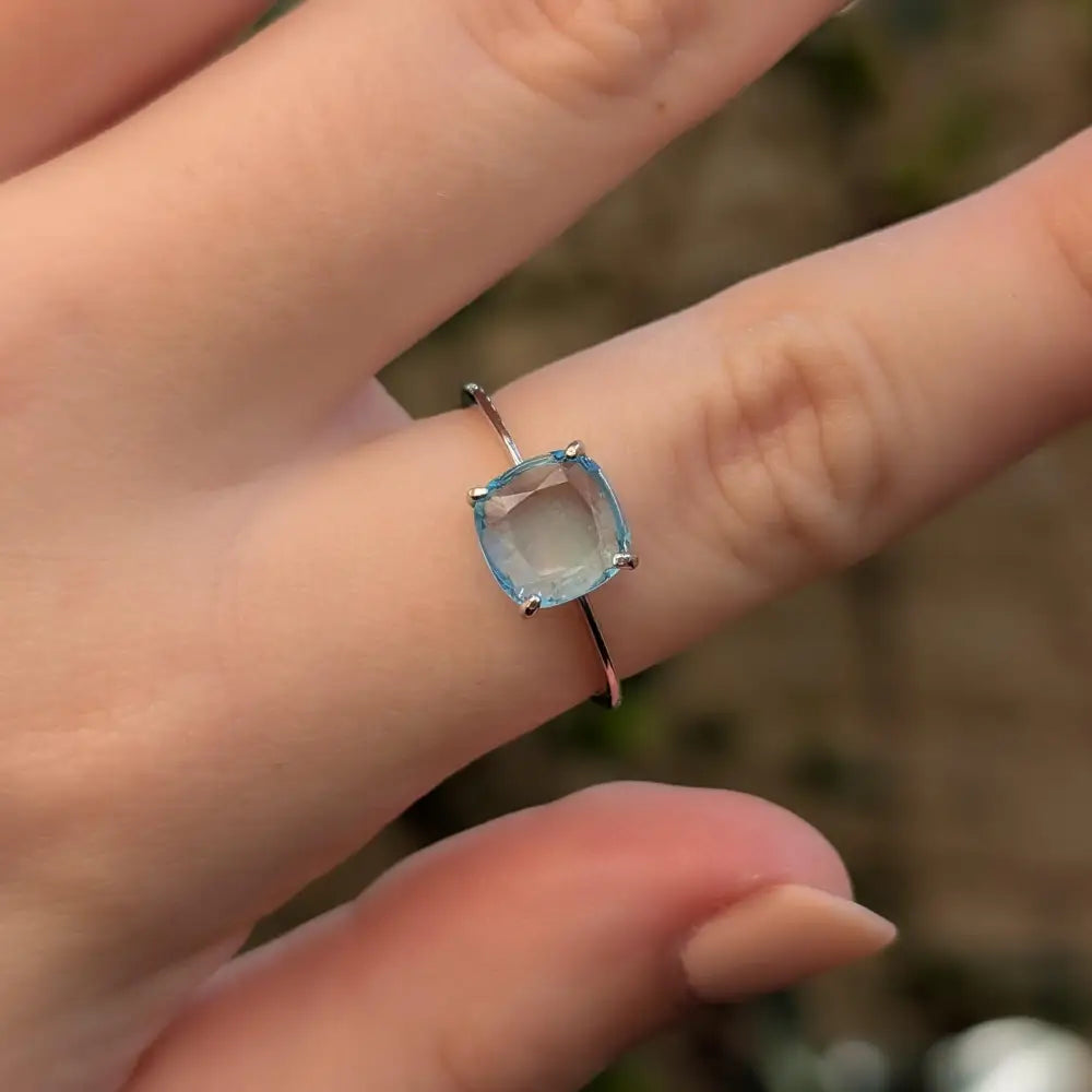 The Asher - Natural Blue Topaz Rings Handmade Handcrafted