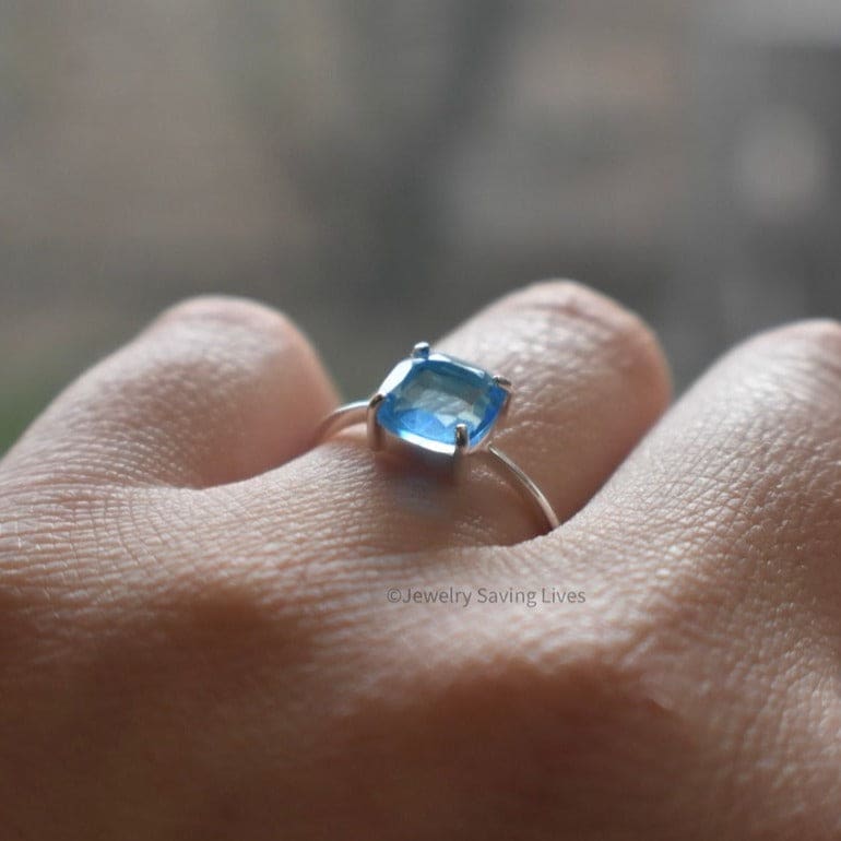 The Asher - Natural Blue Topaz Rings Handmade JSL Made in USA