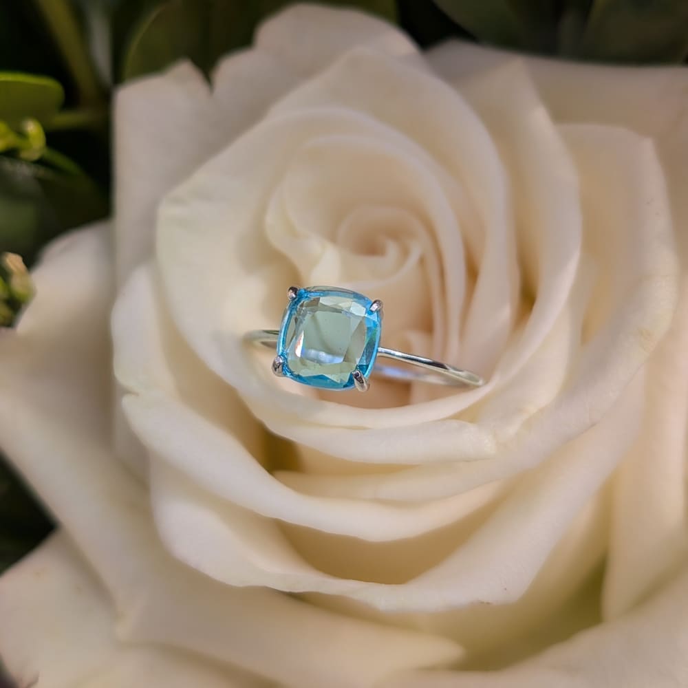 The Asher - Natural Blue Topaz Rings Handmade Handcrafted