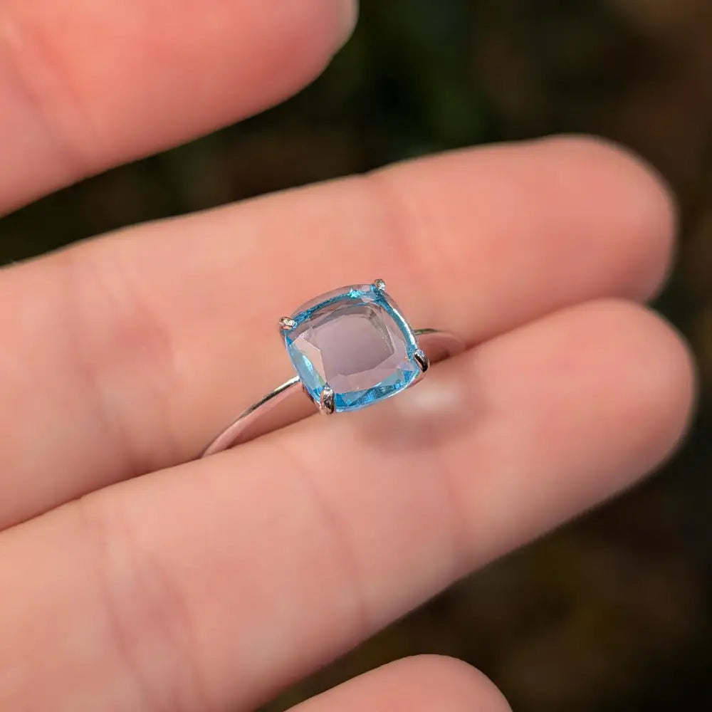 The Asher - Natural Blue Topaz Rings Handmade Handcrafted
