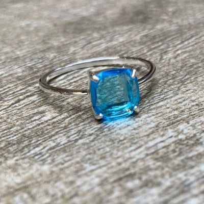 The Asher - Natural Blue Topaz Rings Handmade JSL Made in USA