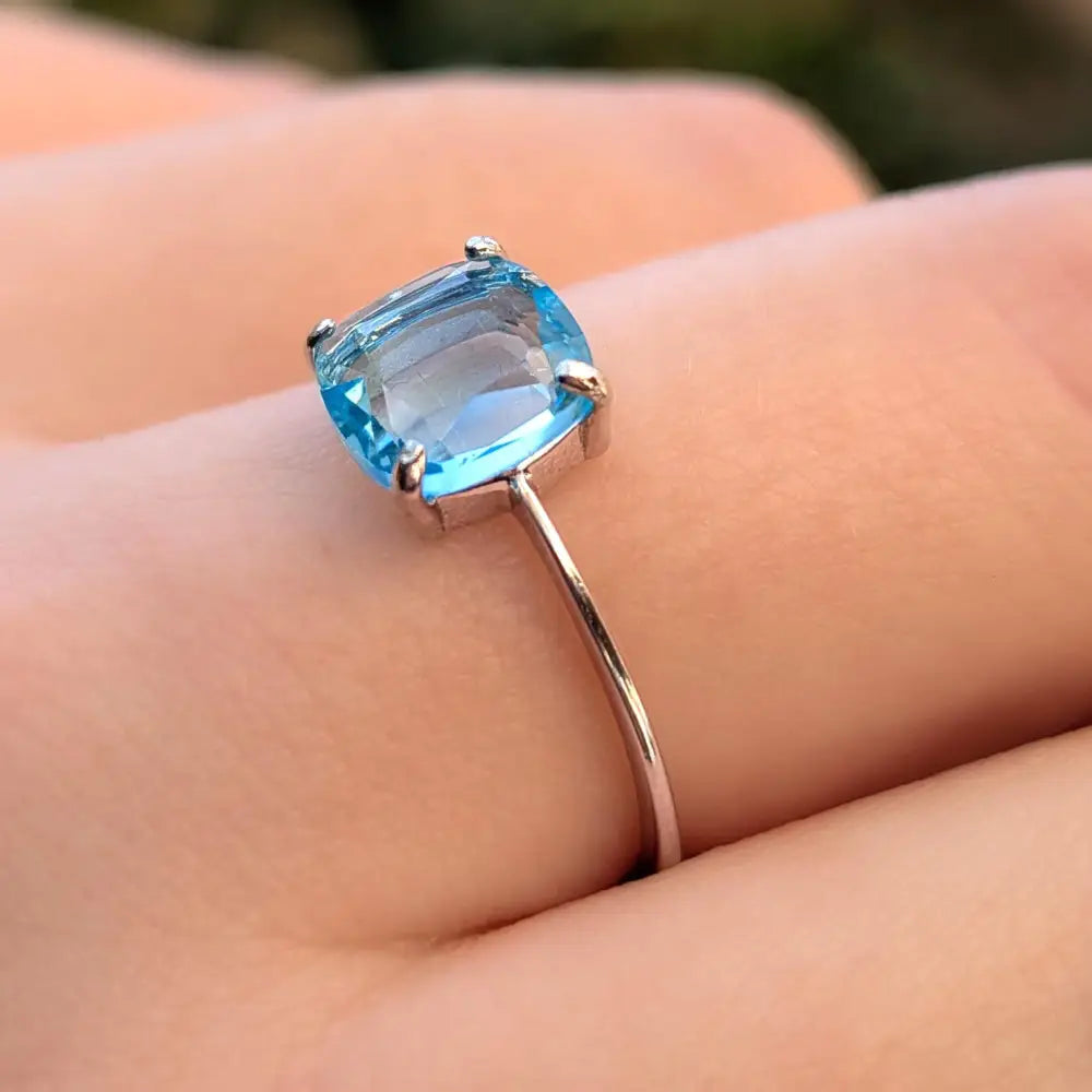 The Asher - Natural Blue Topaz Rings Handmade Handcrafted