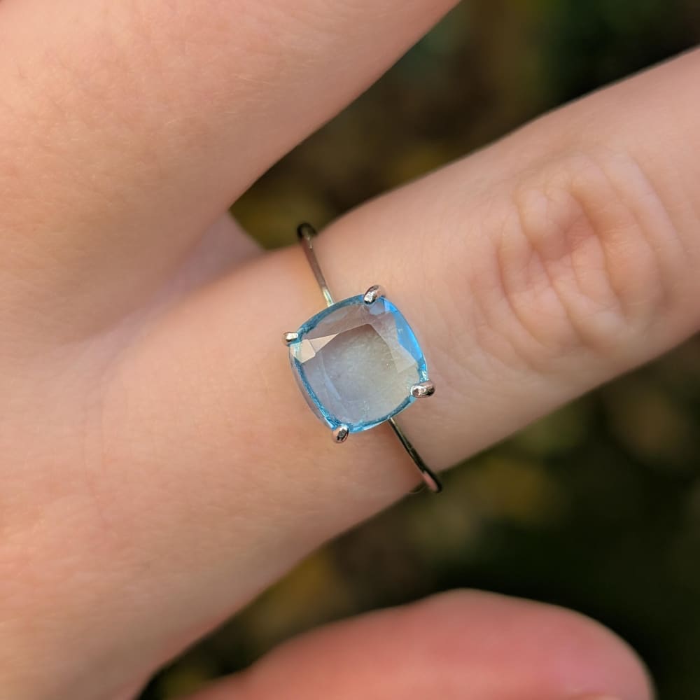 The Asher - Natural Blue Topaz Rings Handmade Handcrafted