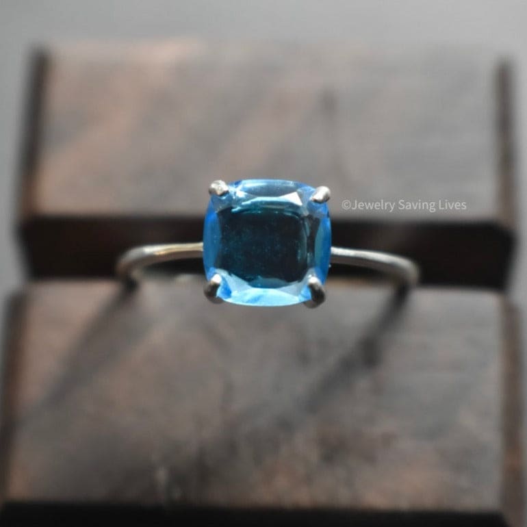 The Asher - Natural Blue Topaz Rings Handmade JSL Made in USA