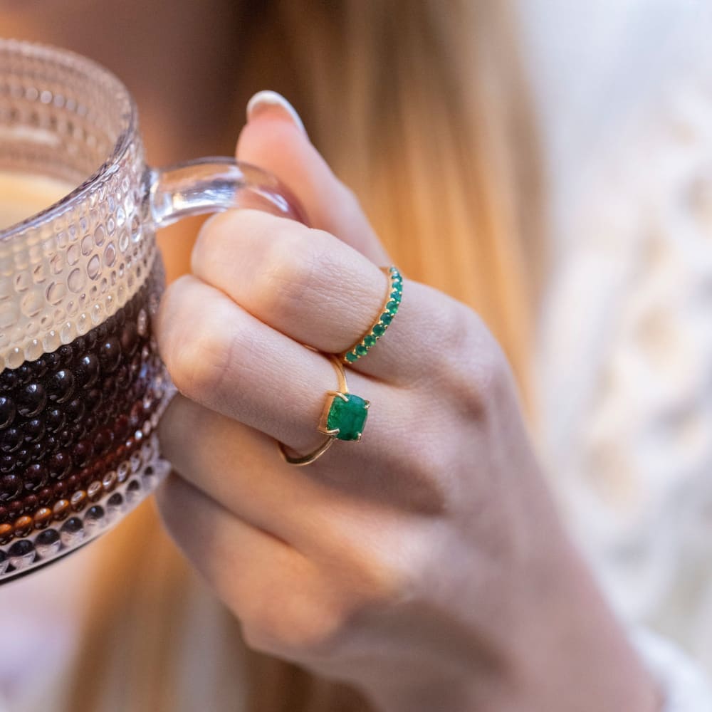 The Asher - Natural Emerald Rings Handmade Handcrafted