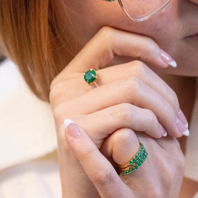 The Asher - Natural Emerald Rings Handmade Handcrafted