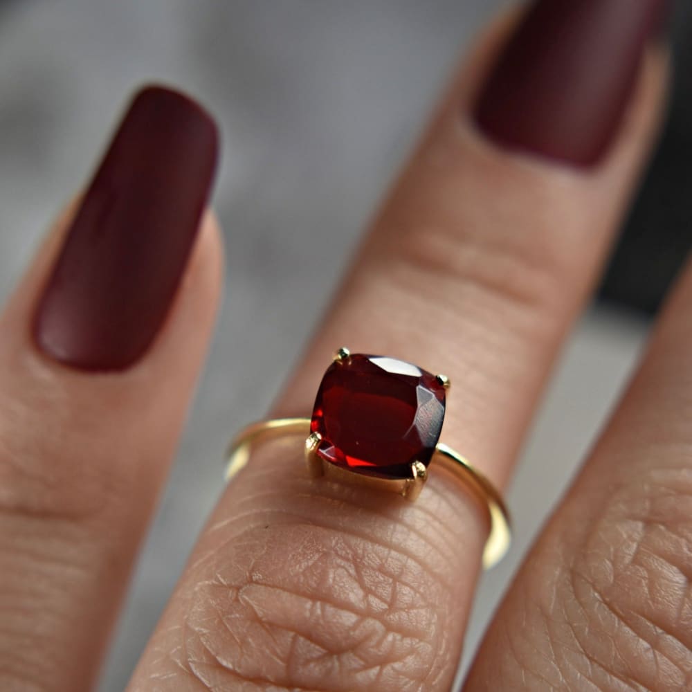 The Asher - Natural Garnet Rings Handmade JSL Made in USA