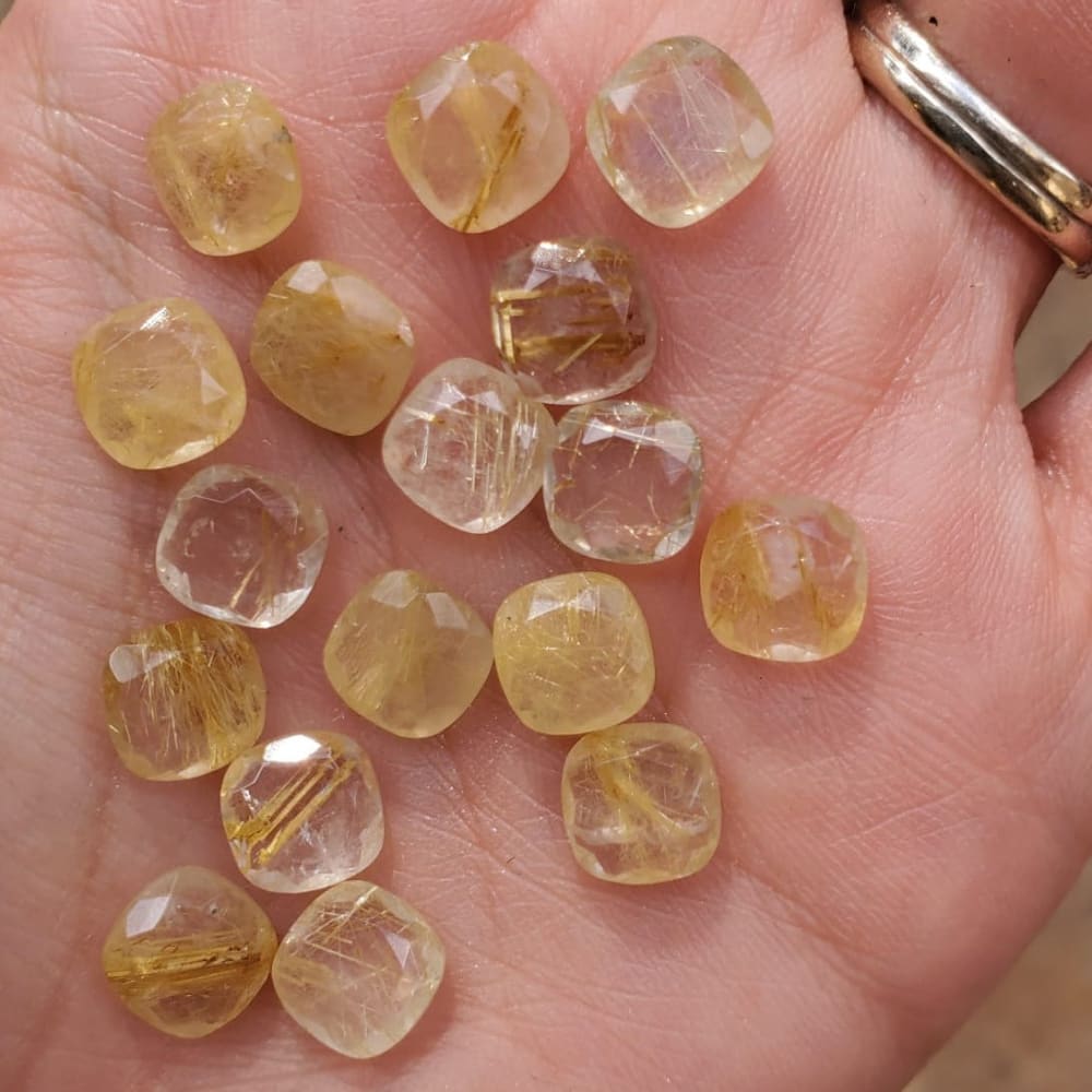 The Asher - Natural Golden Rutilated Quartz Rings Handmade Handcrafted