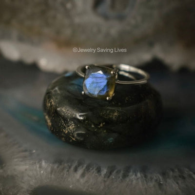 The Asher - Natural Labradorite Rings Handmade JSL Made in USA