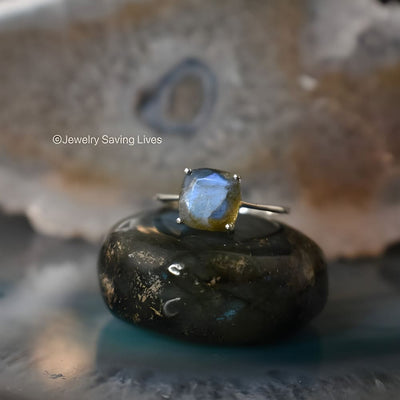 The Asher - Natural Labradorite Rings Handmade JSL Made in USA