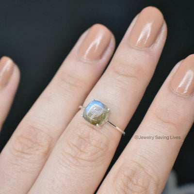 The Asher - Natural Labradorite Rings Handmade JSL Made in USA