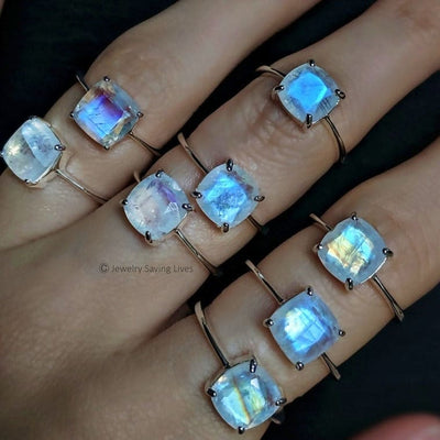 The Asher - Natural Moonstone Rings Handmade Handcrafted