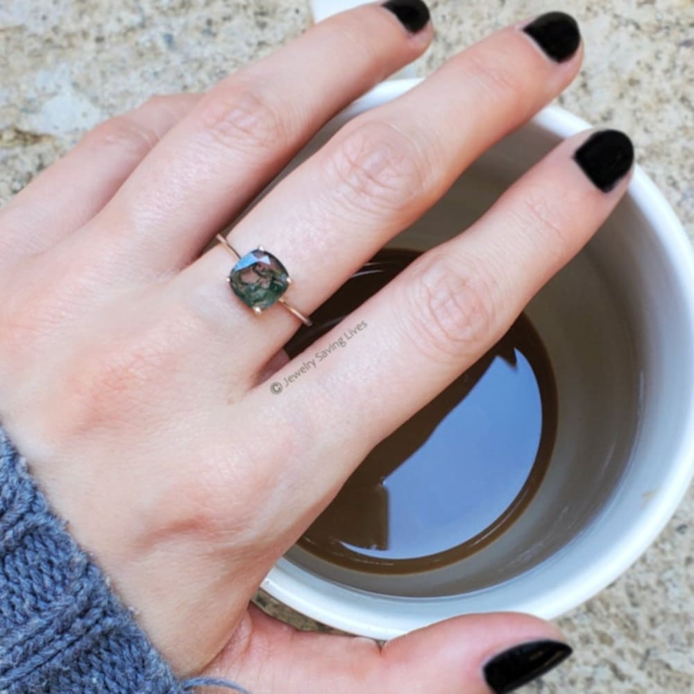 The Asher - Natural Moss Agate Rings Handmade JSL Made in USA