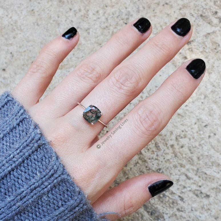 The Asher - Natural Moss Agate Rings Handmade Handcrafted