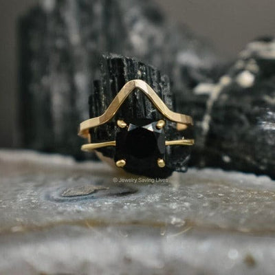 The Asher - Natural Onyx Ring & Accent Band Set Rings Handmade Handcrafted