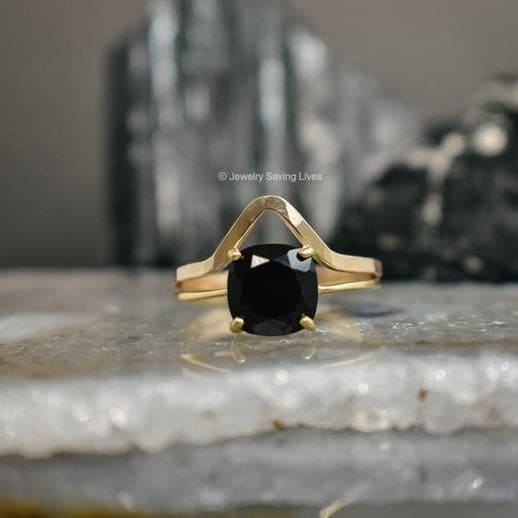 The Asher - Natural Onyx Ring & Accent Band Set Rings Handmade Handcrafted