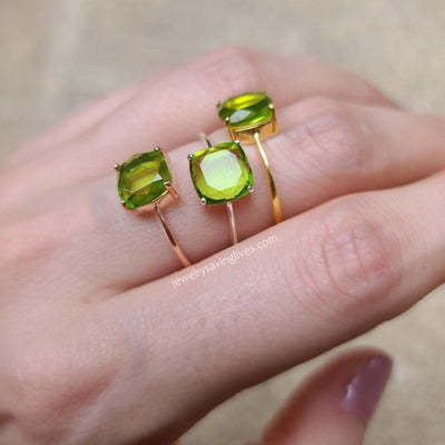 The Asher - Natural Peridot Rings Handmade JSL Made in USA