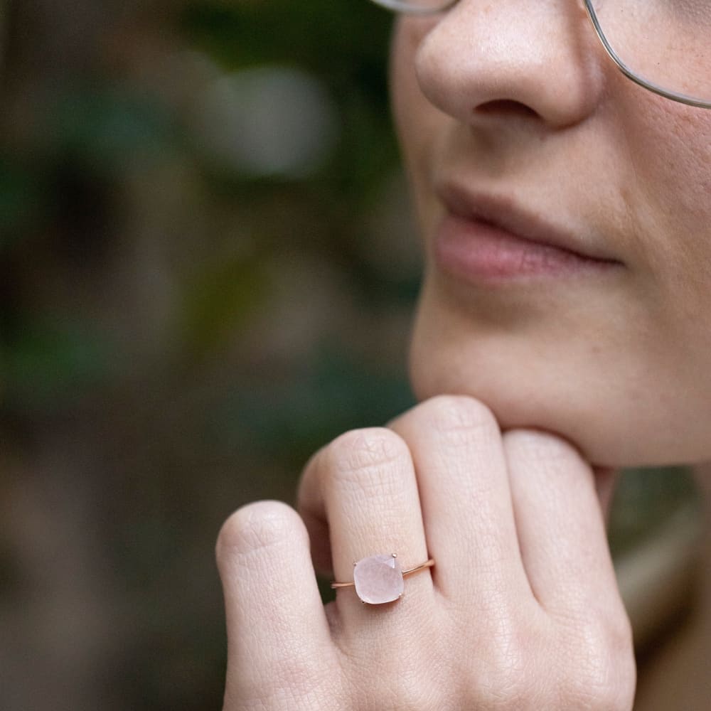 The Asher - Natural Rose Quartz Rings Handmade Handcrafted