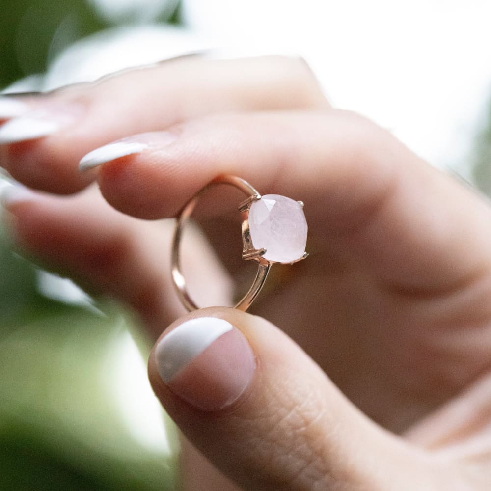The Asher - Natural Rose Quartz Rings Handmade Handcrafted