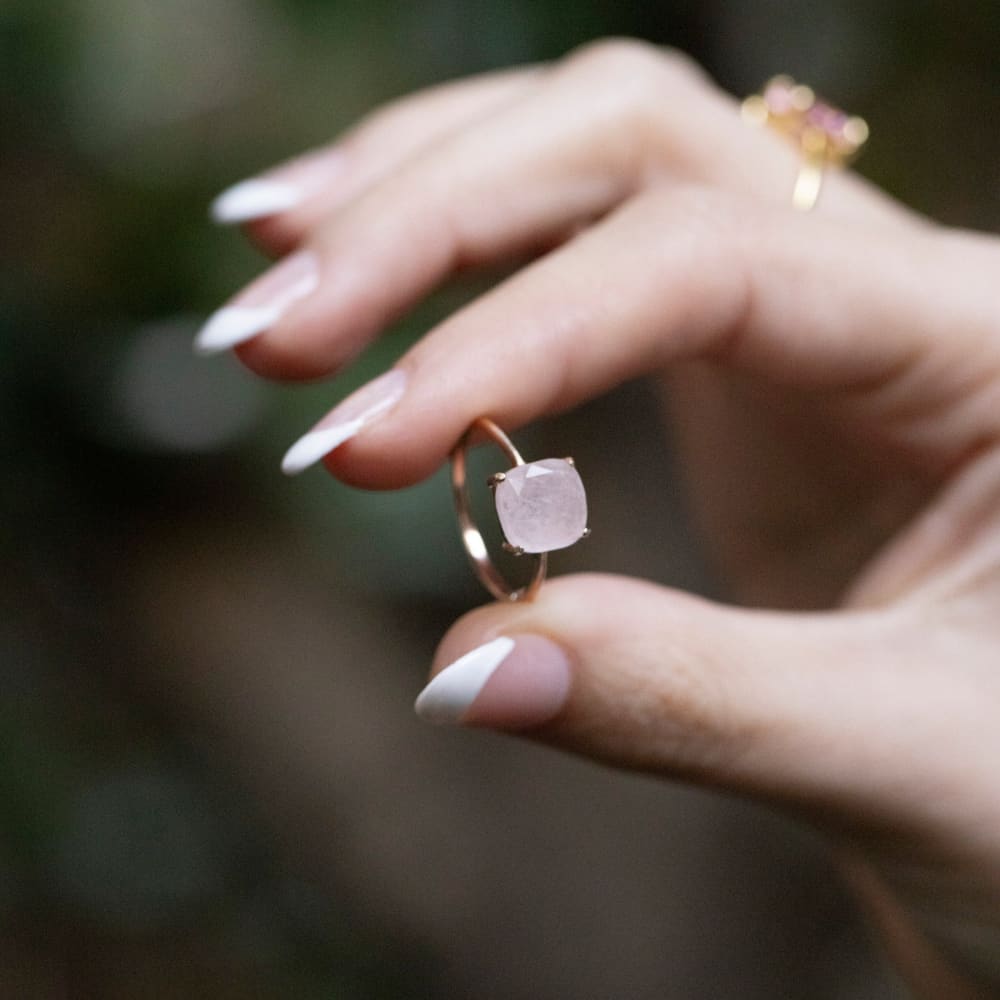 The Asher - Natural Rose Quartz Rings Handmade Handcrafted