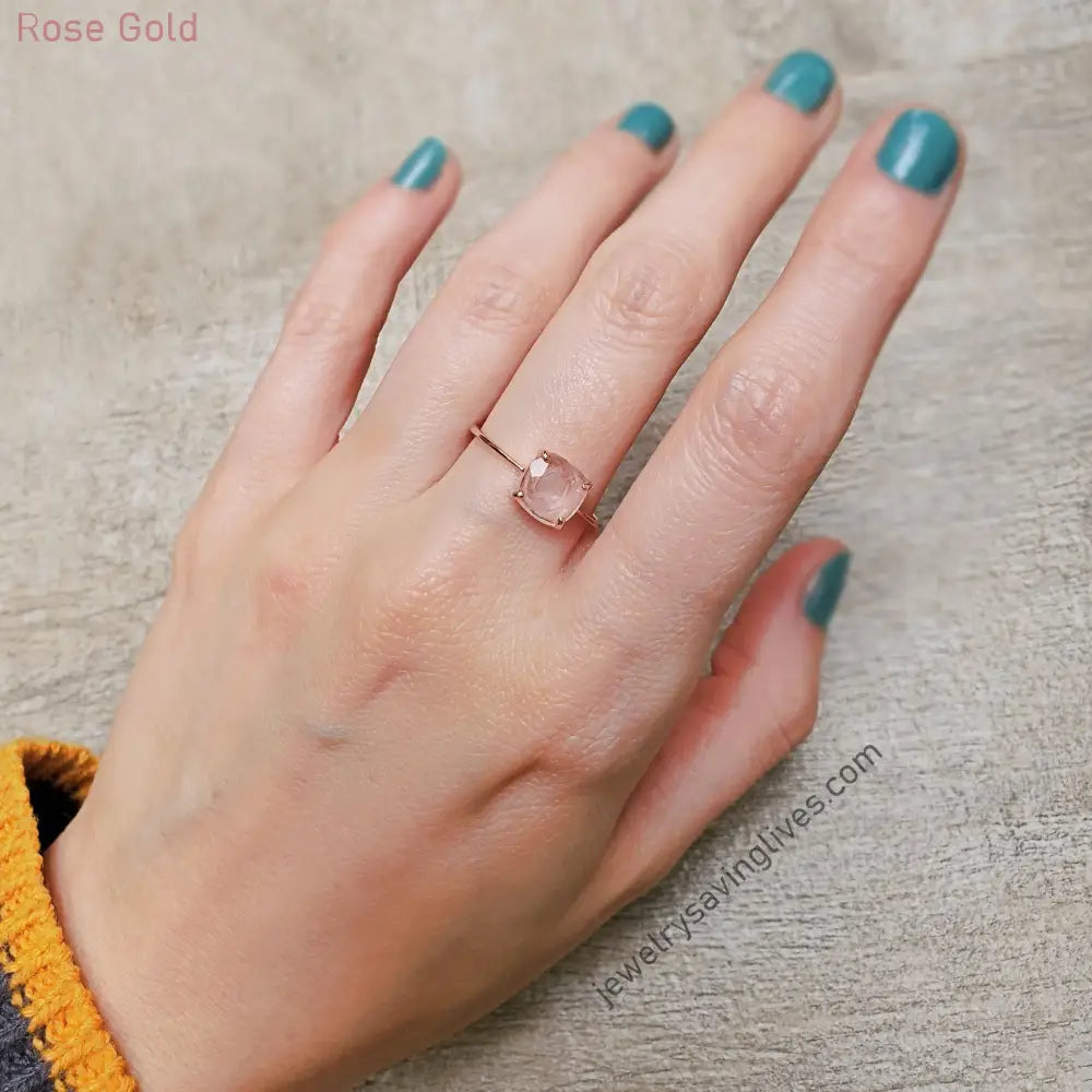 The Asher - Natural Rose Quartz Rings Handmade Handcrafted