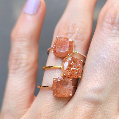 The Asher - Natural Sunstone Rings Handmade Handcrafted