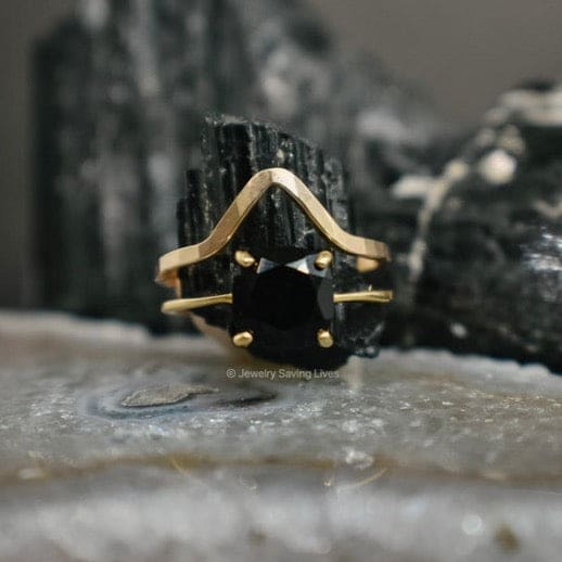 The Asher - Pick Your Own Ring stone with Accent Band Set Rings Handmade Handcrafted