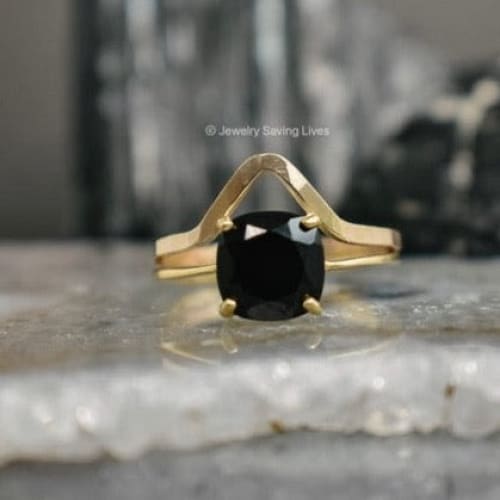 The Asher - Pick Your Own Ring stone with Accent Band Set Rings Handmade Handcrafted