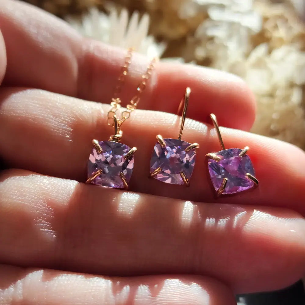 The Ashera - Brilliant Lavender Amethyst Dangle Earrings Earrings Handmade Handcrafted