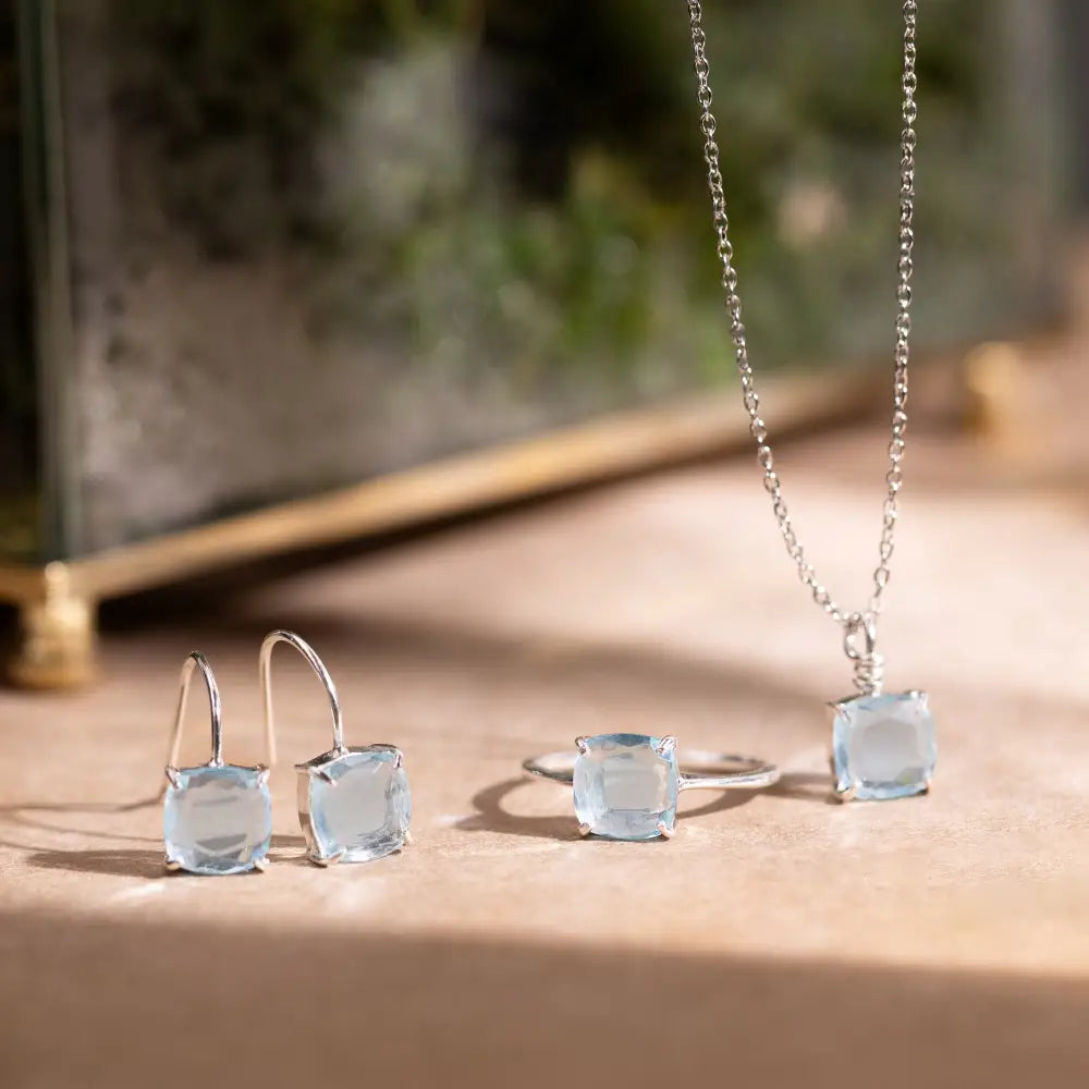 The Ashera - Natural Aquamarine Dangle Earrings Earrings Handmade Handcrafted