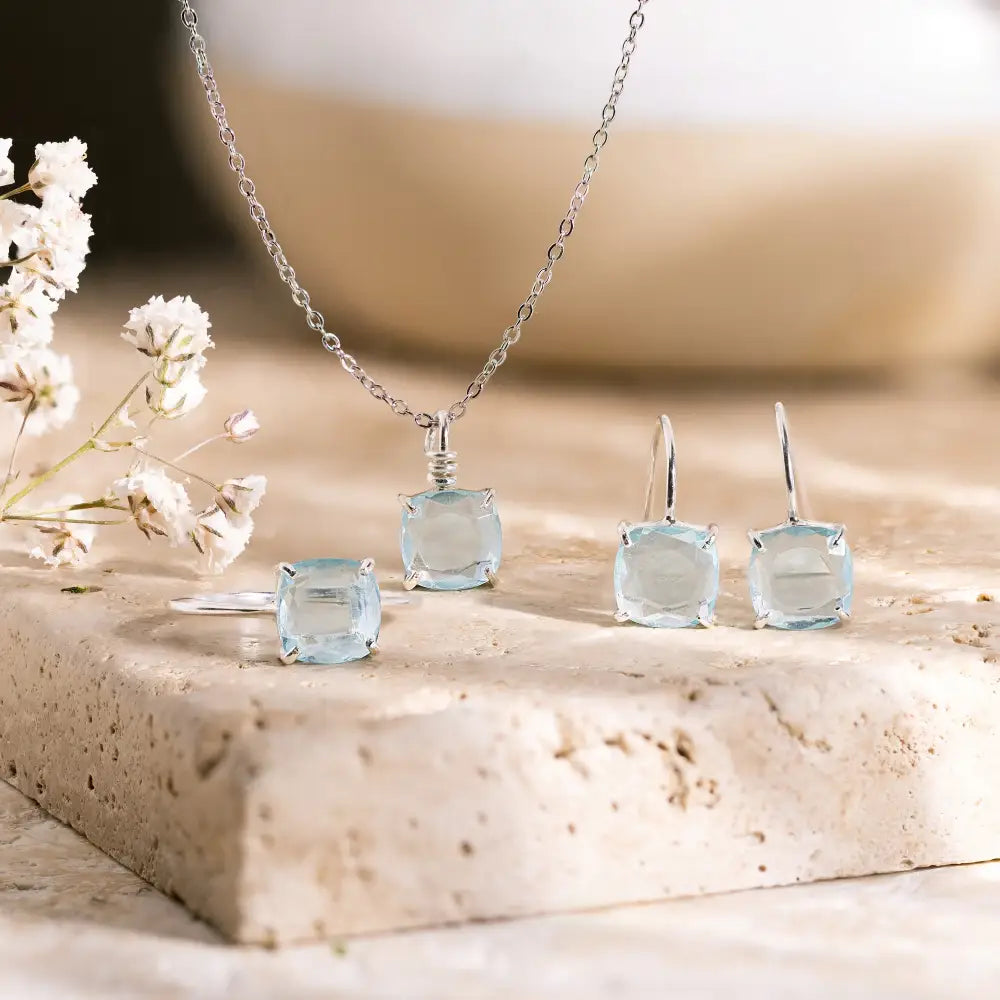 The Ashera - Natural Aquamarine Dangle Earrings Earrings Handmade Handcrafted