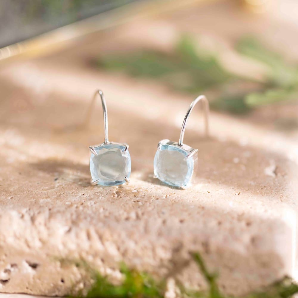 The Ashera - Natural Aquamarine Dangle Earrings Earrings Handmade Handcrafted