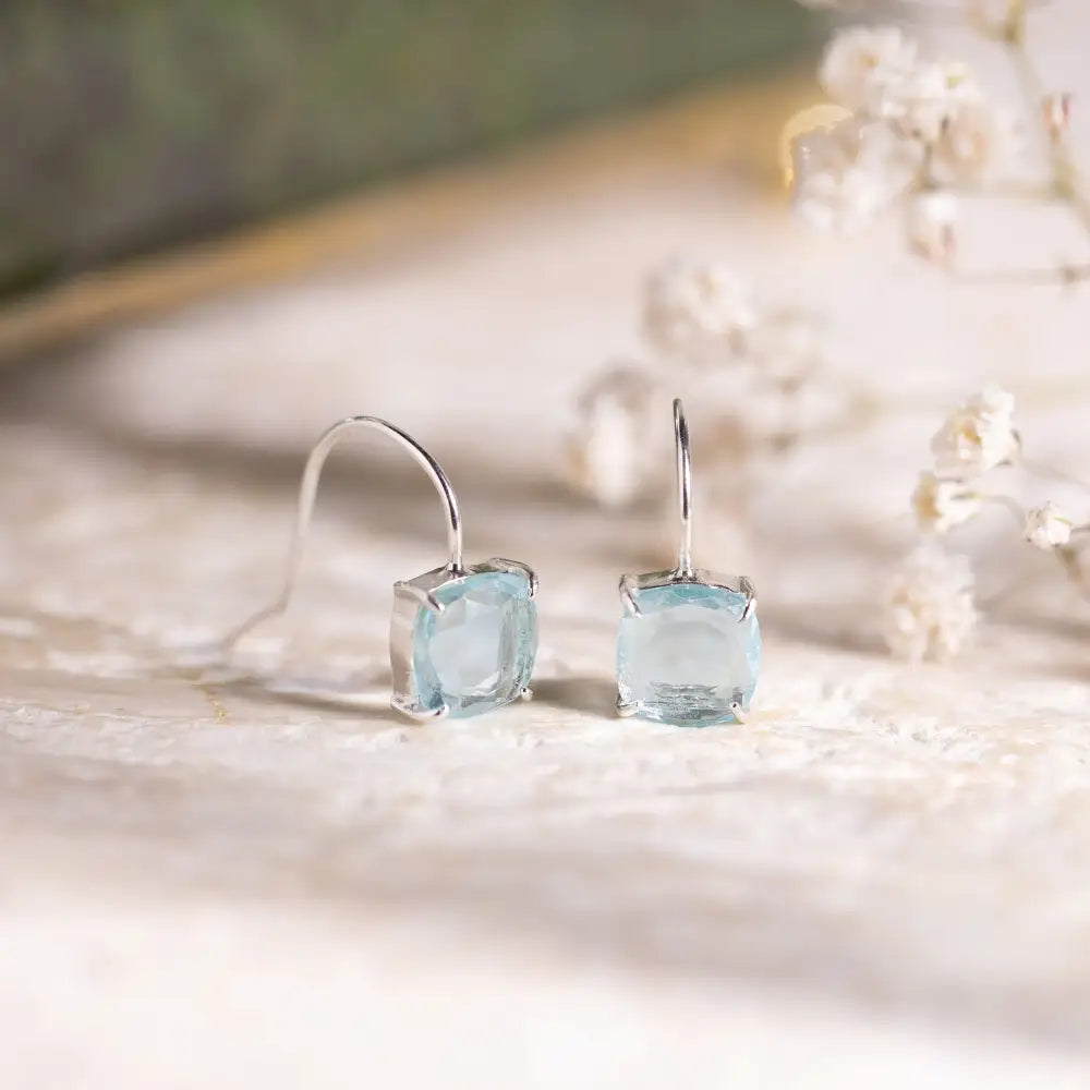 The Ashera - Natural Aquamarine Dangle Earrings Earrings Handmade Handcrafted