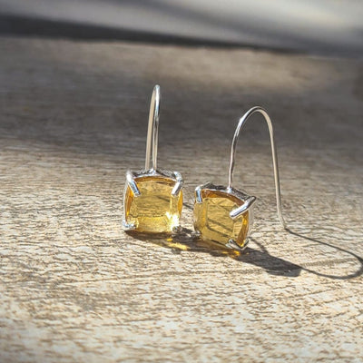 The Ashera - Natural Citrine Dangle Earrings Earrings Handmade Handcrafted