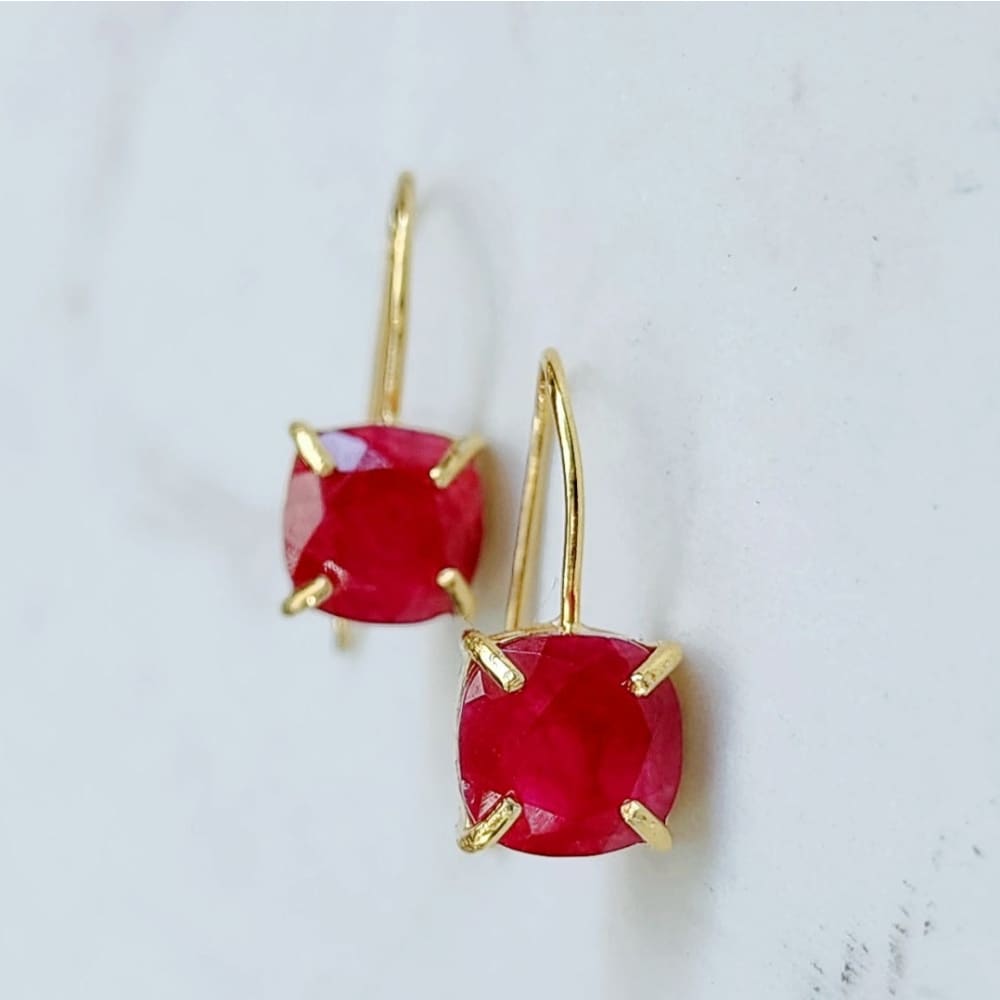 The Ashera - Natural Ruby Dangle Earrings Earrings Handmade Handcrafted