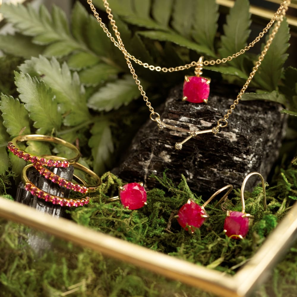 The Ashera - Natural Ruby Dangle Earrings Earrings Handmade Handcrafted