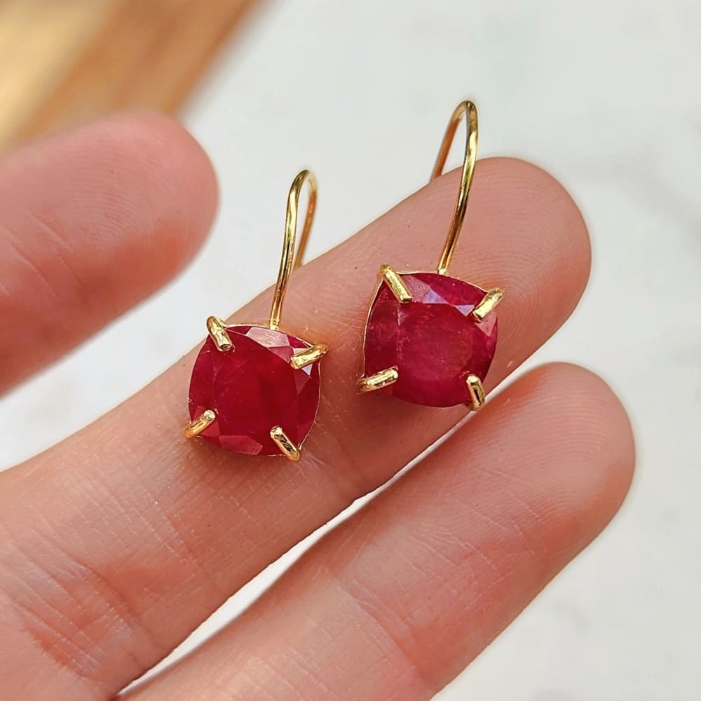 The Ashera - Natural Ruby Dangle Earrings Earrings Handmade Handcrafted