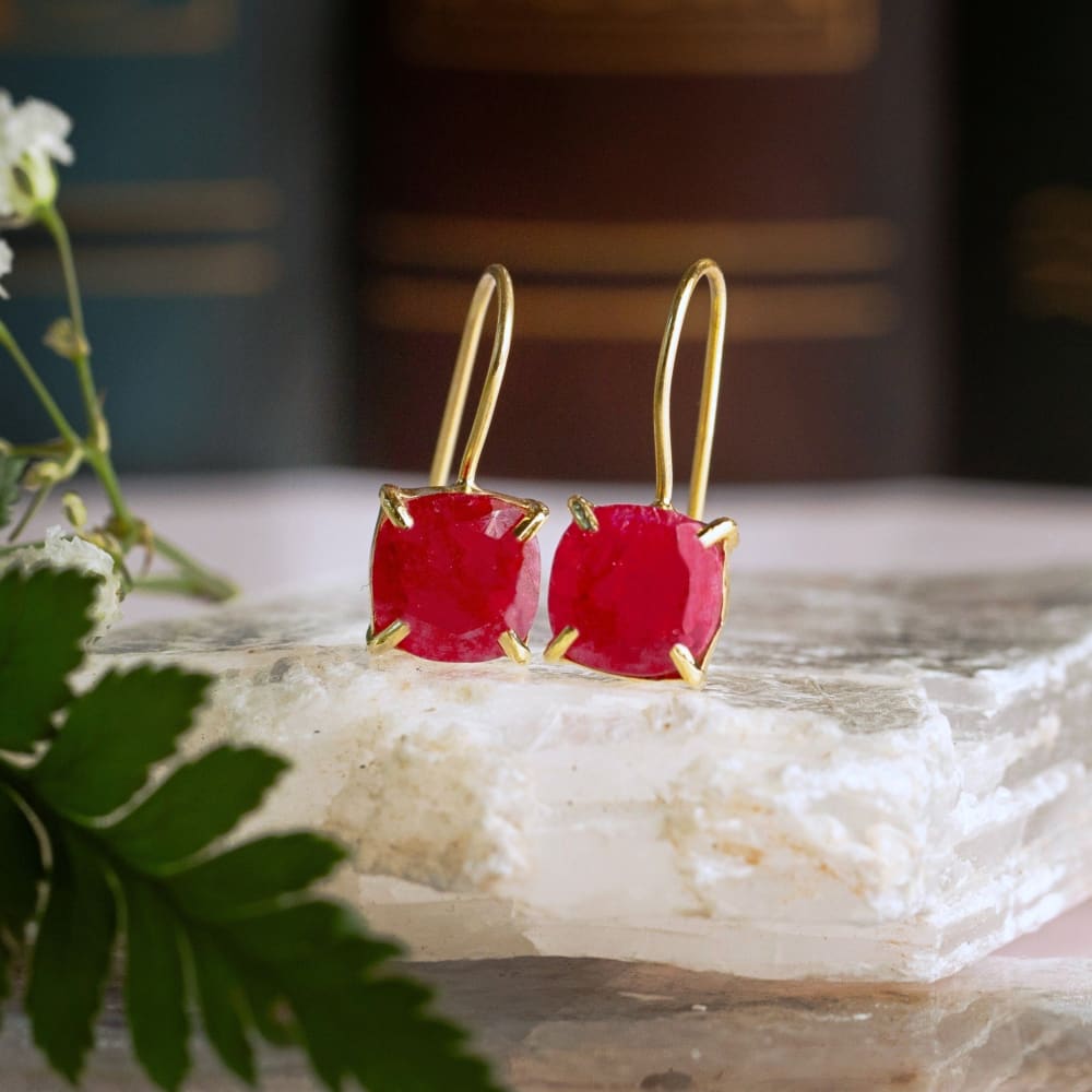 The Ashera - Natural Ruby Dangle Earrings Earrings Handmade Handcrafted